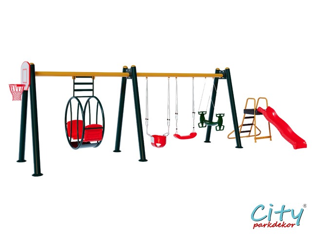 09-30792 - Kaydıraklı Gondol Metal Salıncak Seti